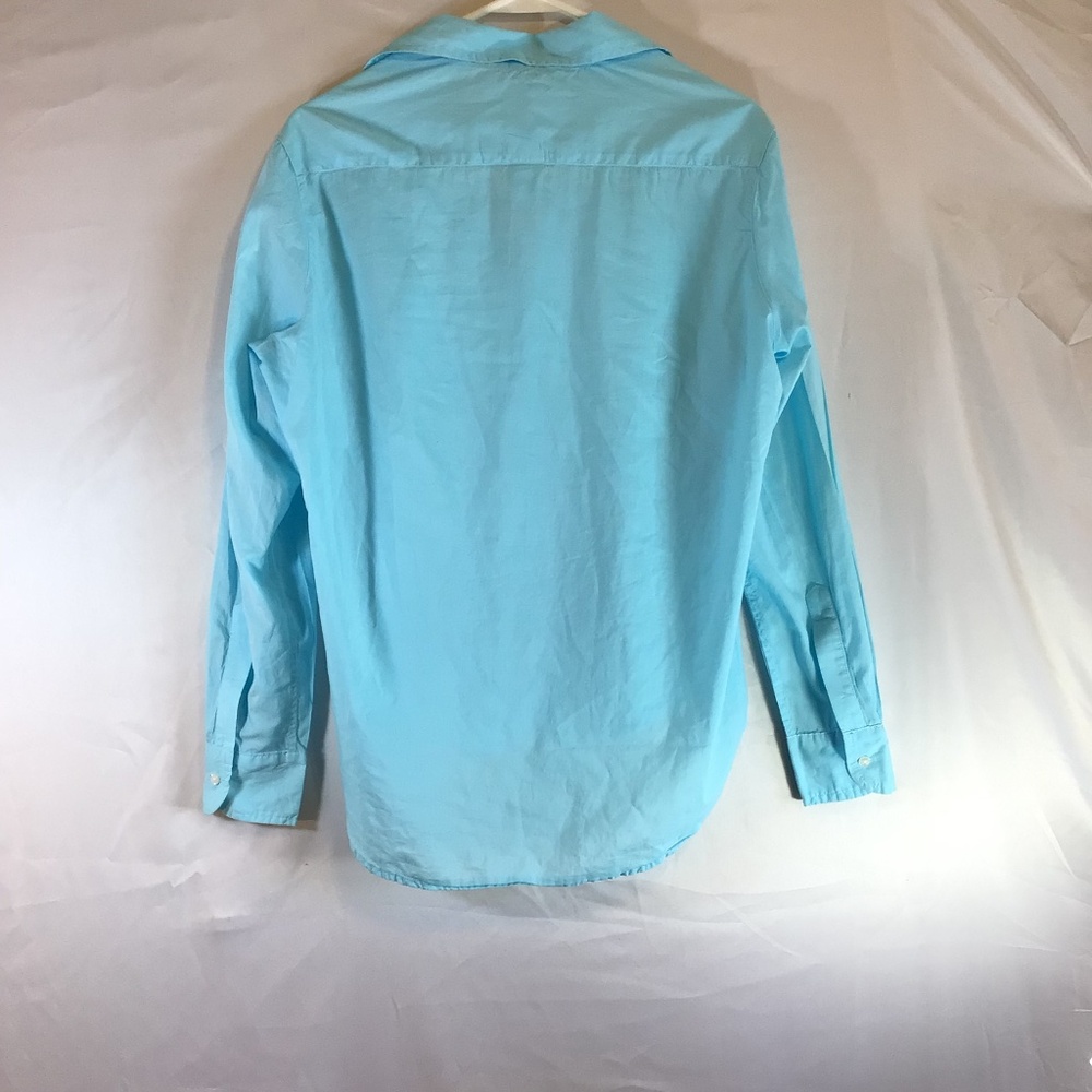 Frank & Eileen Eileen Button Down Shirt XS Aqua Blue Italian Cotton Relaxed Fit - Picture 2 of 10